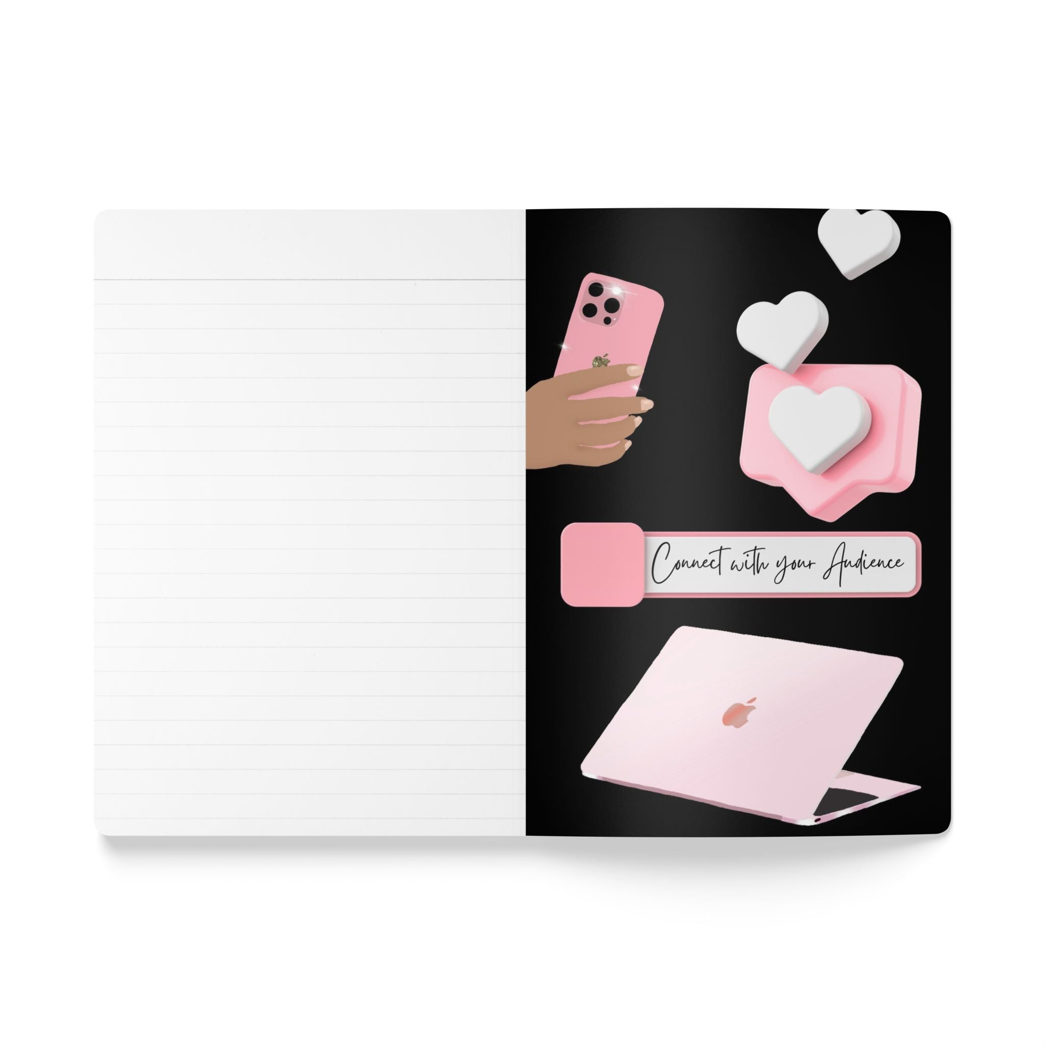 Influence Her Content Journal — Pink Zebra Softcover Notebook | She Can She Will She Did
